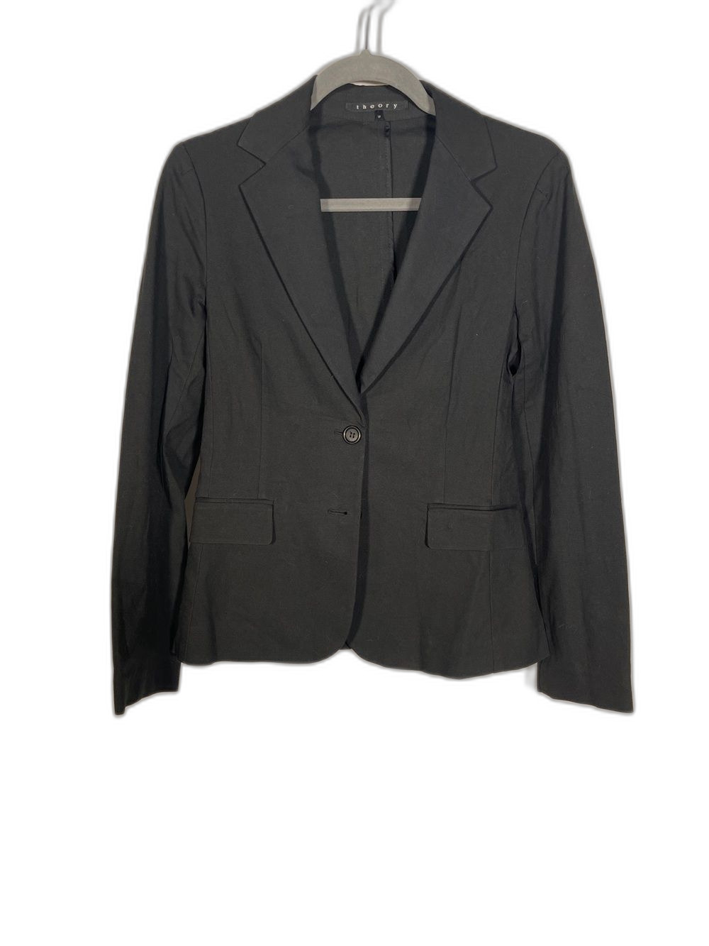 THEORY WOMENS BLACK BLAZER SUIT JACKET COTTON MEDIUM